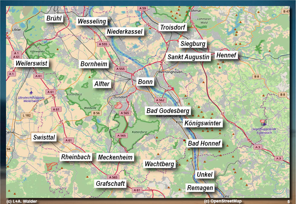 Reiseführer Karte Bonn-Umgebung