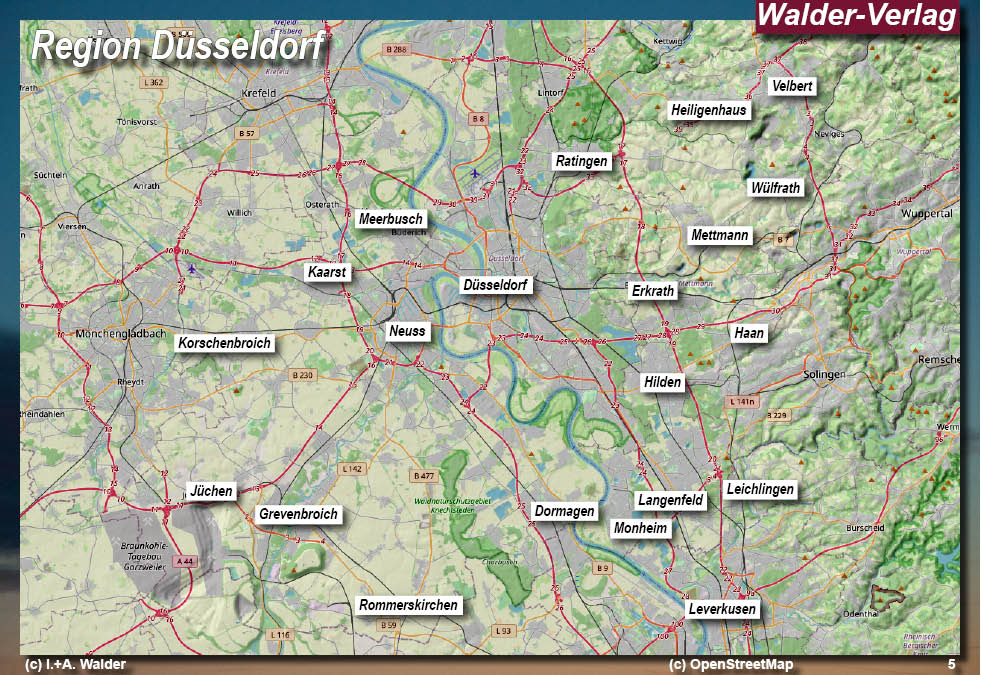 Reiseführer 'Sehenswertes in Düsseldorf Reiseführer Karte Düsseldorf-Umgebung