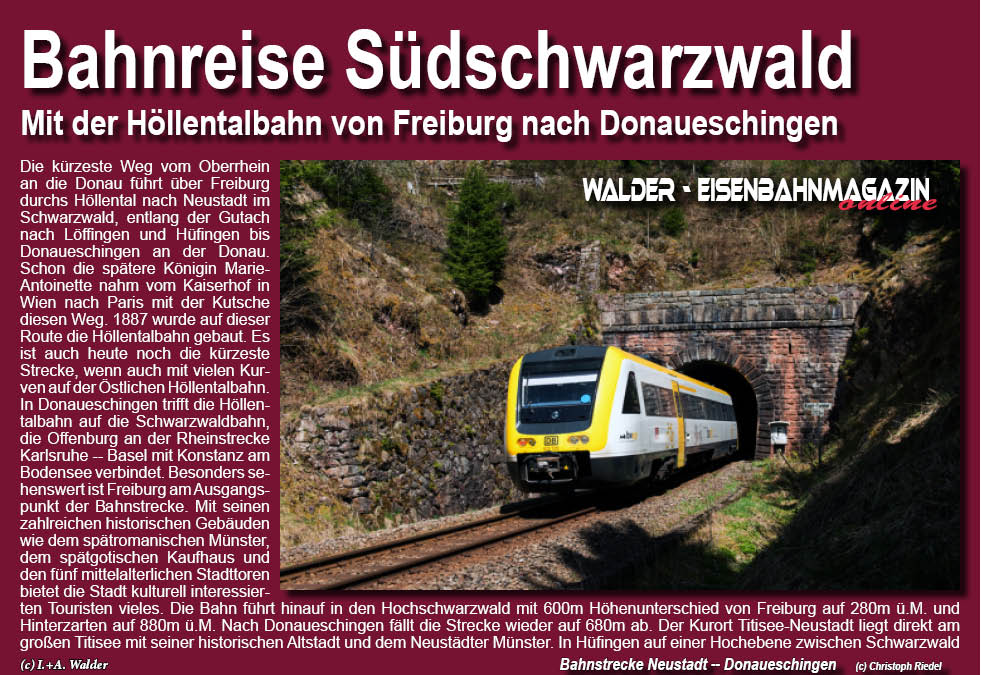 Reiseführer 'Mit der Höllentalbahn von Freiburg nach Donaueschingen durch den Südschwarzwald'