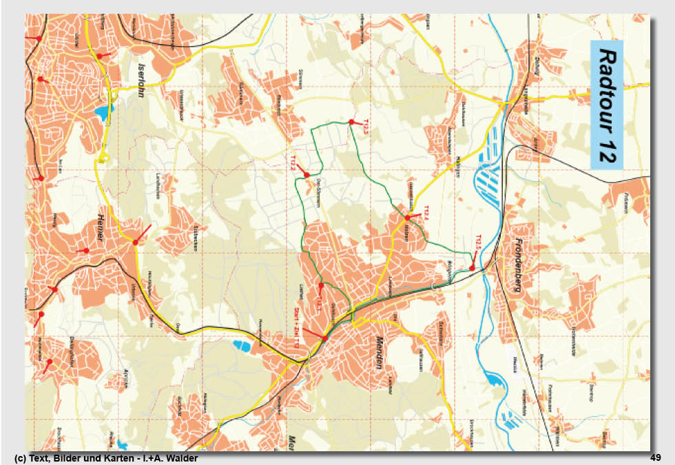 Walder-Verlag Reisetipps-Europa Radtour 12: Mendener Westroute - Menden - S&uuml;mmern - Ruhrauen - Menden