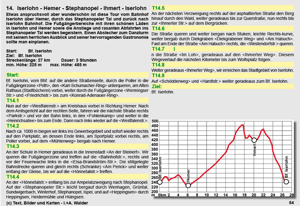 Walder-Verlag Reisetipps-Europa Radtour 14: Iserlohner Stadtwald-Tour - Iserlohn - Stephanopel - Ihmert - Iserlohn