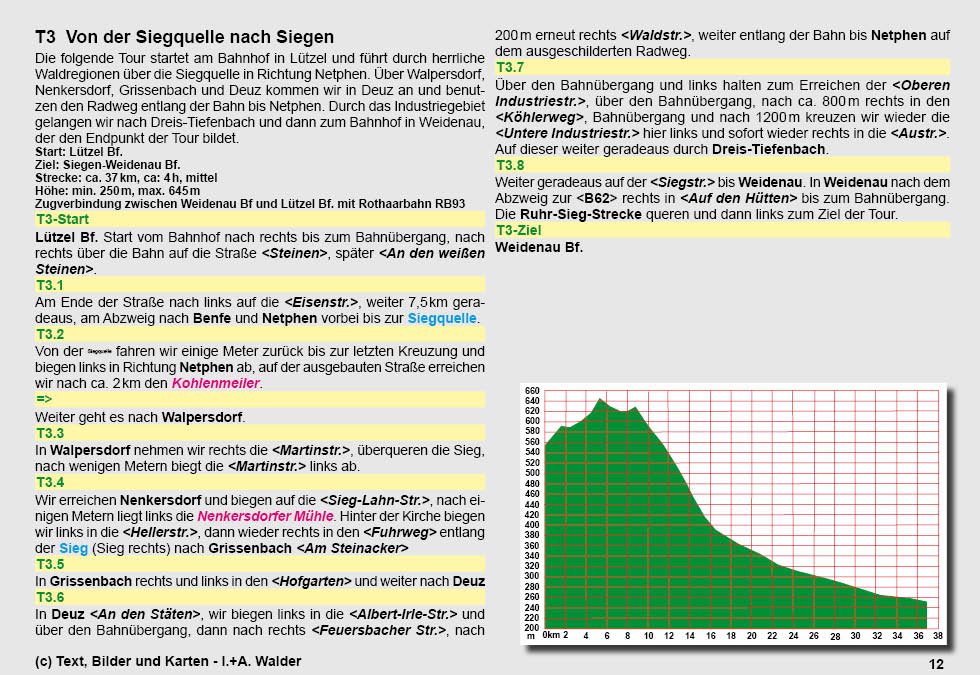 Reiseführer Radtour 3 - Entlang der Sieg von der Quelle nach Siege