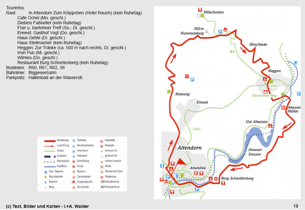 Reiseführer Wander-Tour 3 - Attendorner Wege an Stausee und Burg - Holzweg über den Hummelsberg und Illeschlade