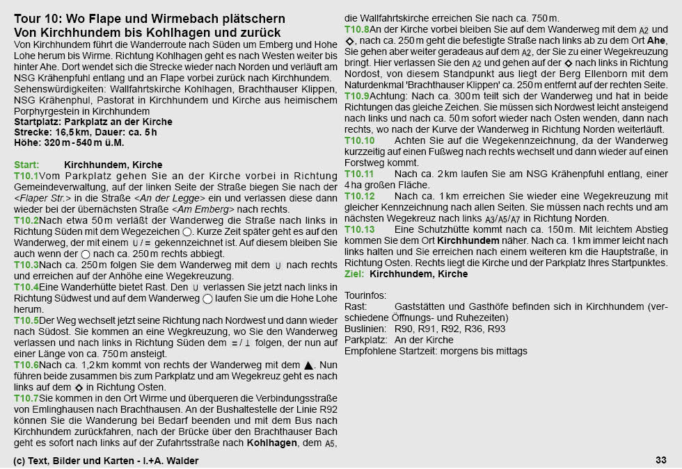 Reiseführer Wander-Tour 10 - Wo Flape und Wirmebach plätschern - Von Kirchhundem bis Kohlhagen und zurück 