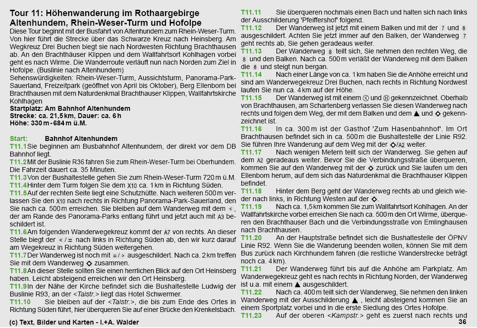 Reiseführer Wander-Tour 11 - Höhenwanderung im Rothaargebirge - Altenhundem, Rhein-Weser-Turm und Hofolpe