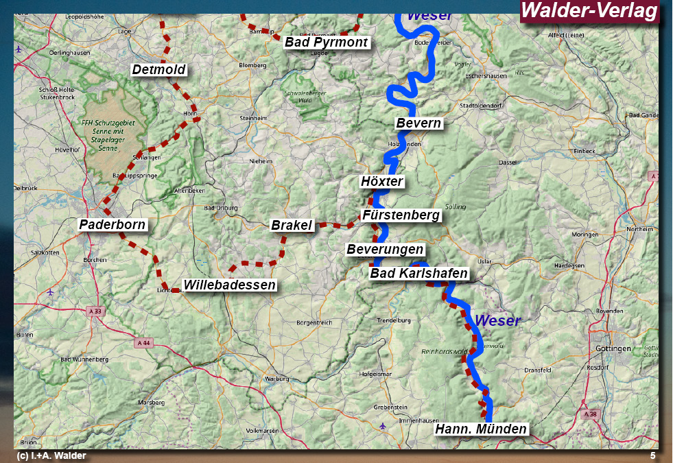 Walder-Verlag Reisetipps-Europa Karte - Straße der Weserrenaissance