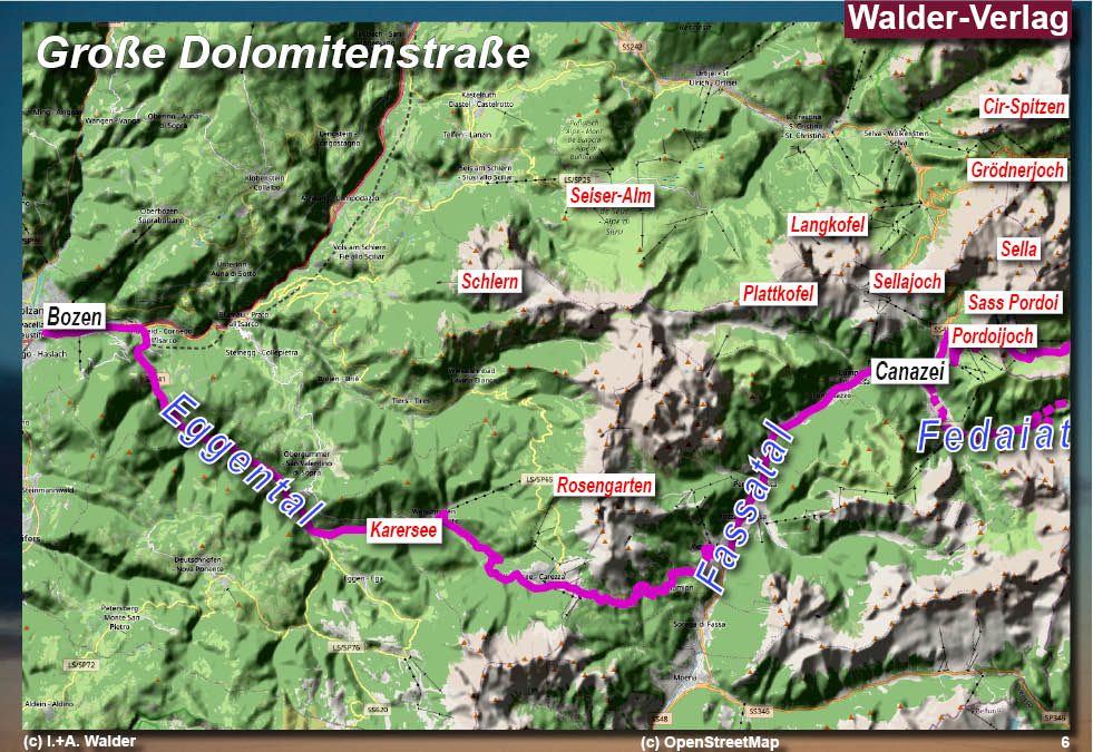 Walder-Verlag Reisetipps-Europa Karte Große Dolomitenstraße