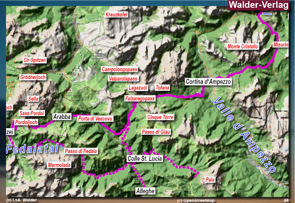 Walder-Verlag Reisetipps-Europa Karte Große Dolomitenstraße