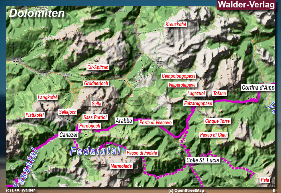 Walder-Verlag Reisetipps-Europa Karte Große Dolomitenstraße